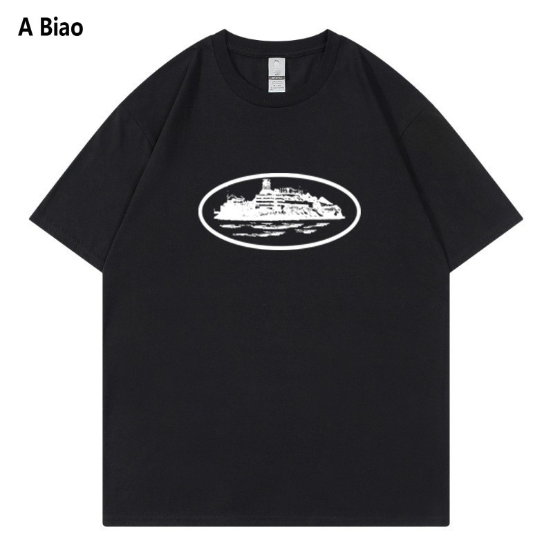 Cross-Border Trendy Brand Unisex Pure Cotton Short-Sleeve T-Shirt, Summer Comfortable Loose Fit Couple Style, High Street European Size Fashion Cotton T-Shirt
