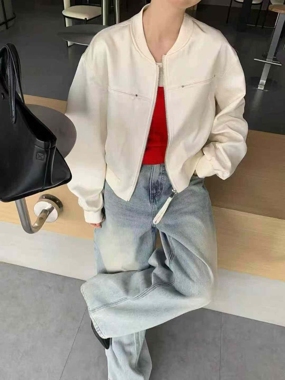 2026 Women's Stand-Collar Baseball Jacket Long-Sleeve Loose Casual Korean Style College Style Top Jacket New Model Coat