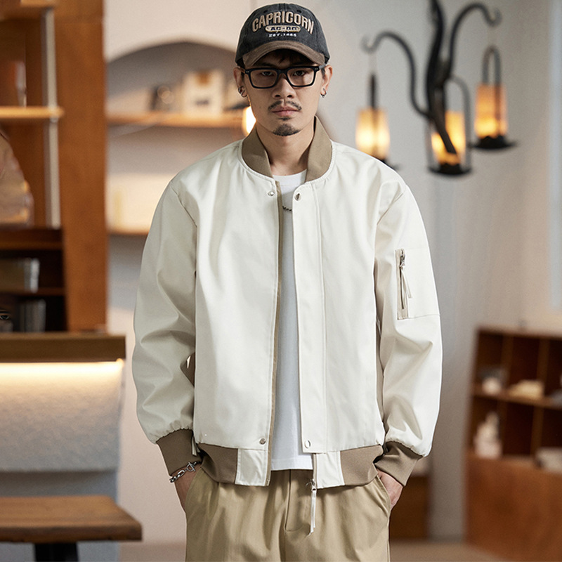 8833 | plus size Men's Spring New Baseball Dress Jacket Jacket Men's Loose Plus Size Vertical Collar Zipper Top