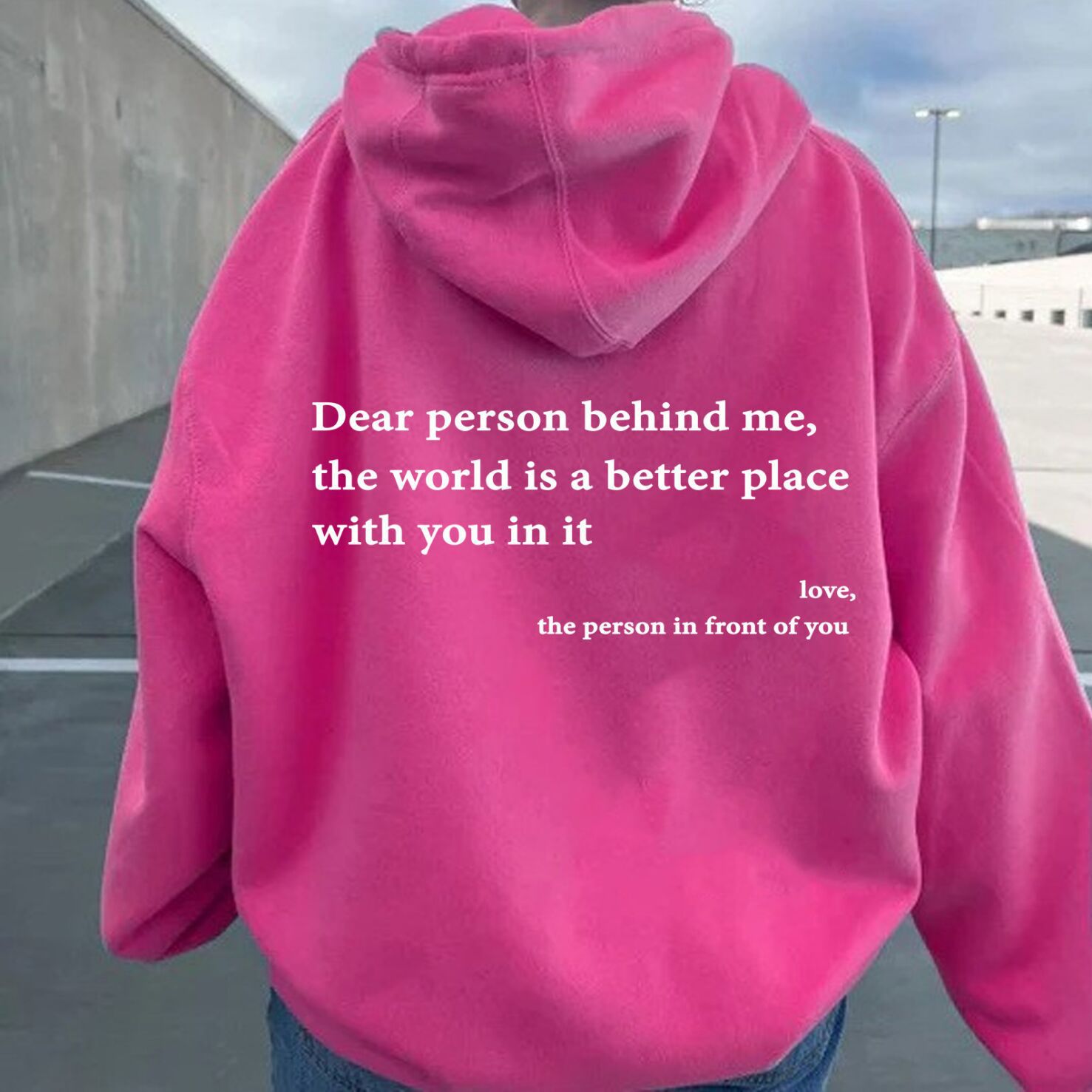 Cross-border dear person behind me women's plain letters loose-fit hooded sweater