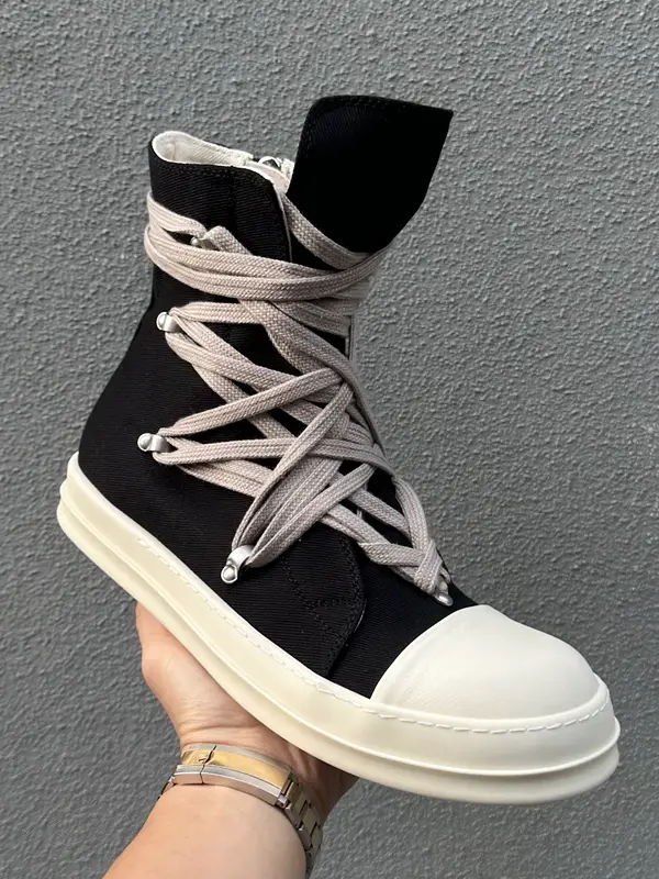 High-Top R Crazy Lace-Up O Five-Pointed Star Trendy Unisex Shoes Korean Style Height-Increasing Tpu Milky Thick-Soled Boots High Street European Style