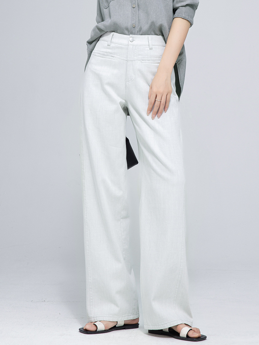 Xingge 2026 Spring New White Wide-Leg Jeans for Women, Versatile High-Waisted, Hip-Covering, Loose, Slimming, Draped Straight-Leg Pants