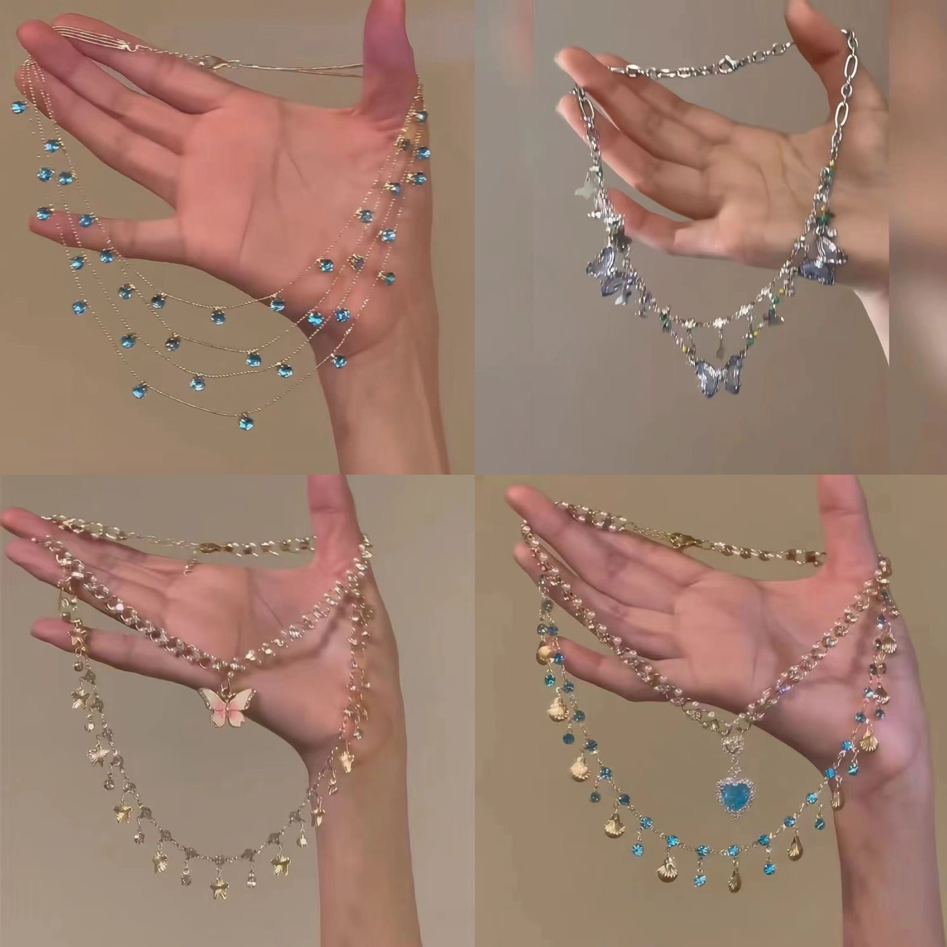 French zircon round multi-layer necklace simple super fairy fashion Joker clavicle chain light luxury high sense necklace wholesale