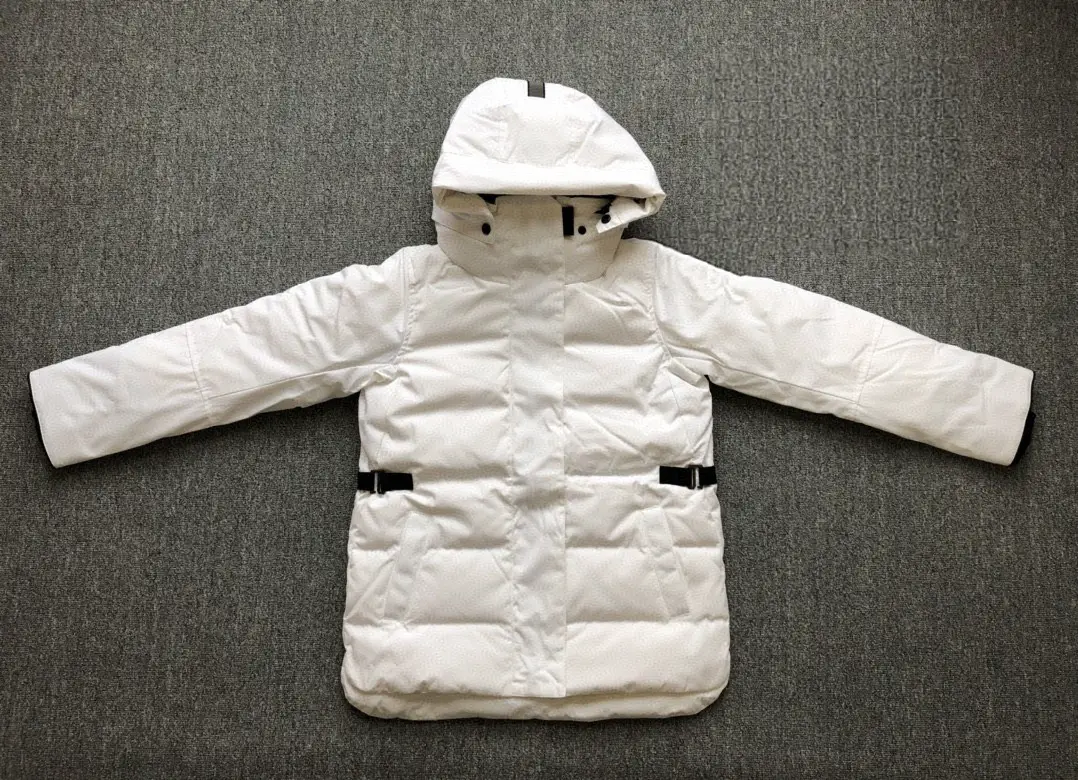 Winter Women's Mid-Length Hooded White Duck down Jacket Thickened for Warmth