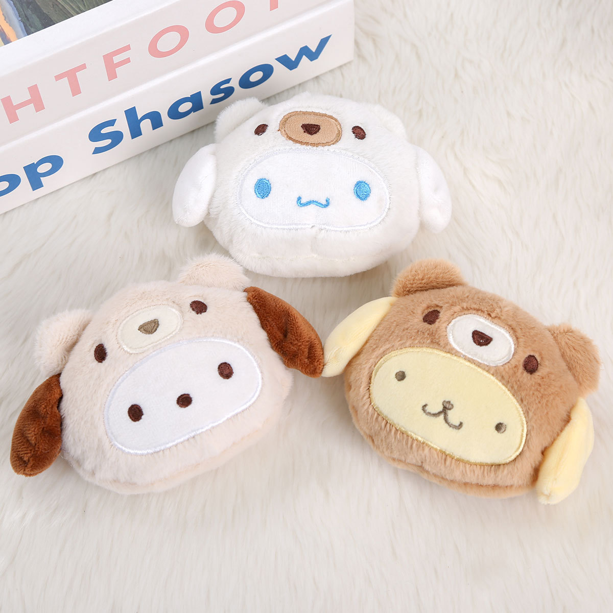 Cute Transformation Bear Coin Purse Plush Keychain Headphone Storage Bag Backpack Pendant Doll Machine Doll Gift