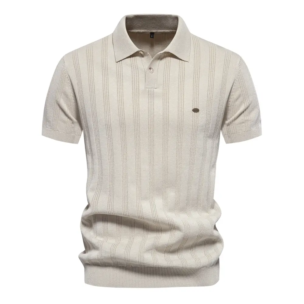 2024 Spring and Summer New Cross-Border European Size Men's Woolen Polo Knitwear Short-Sleeved Lapel Casual Men's Top T-Shirt