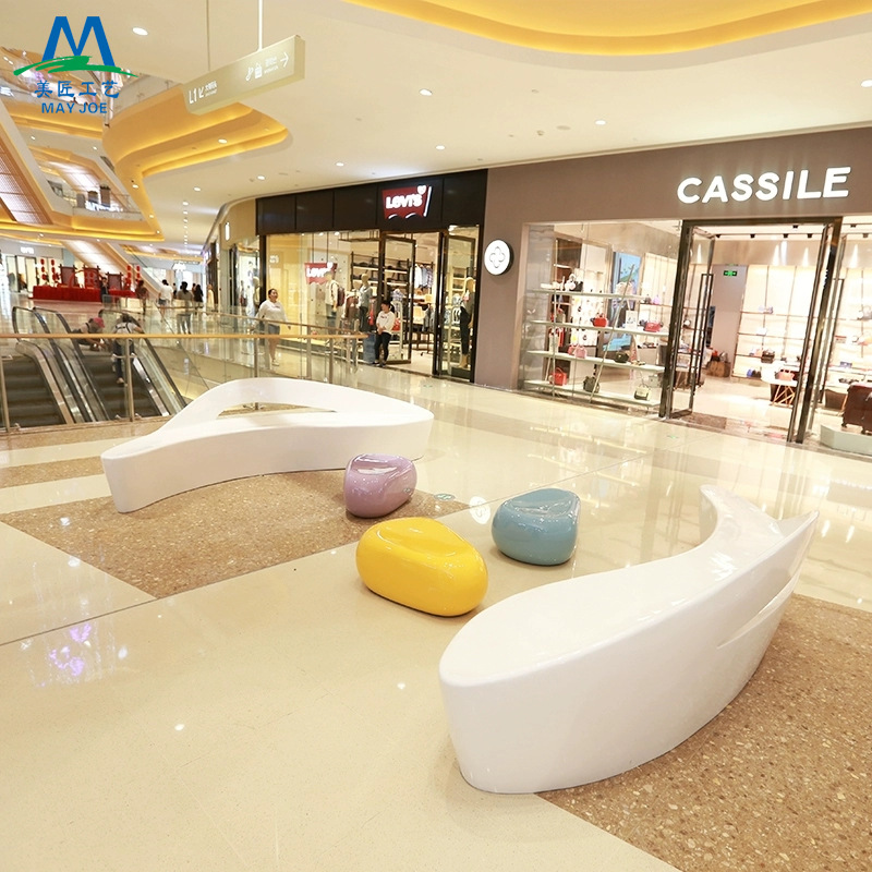 Glass fiber reinforced plastic shaped leisure chair shopping mall dolphin seat outdoor backrest pebble stool public rest waiting chair
