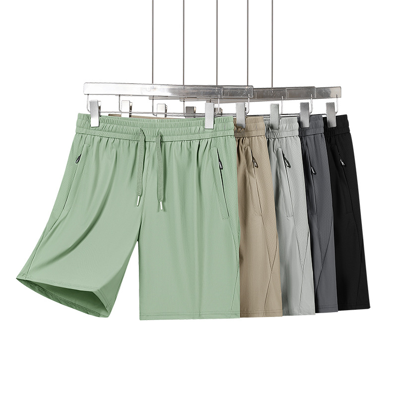 Men's Summer New Style Ice Silk Sports Quick-Dry Loose-Fitting Mid-Length Mesh Breathable Casual Plus-Size Men's Shorts