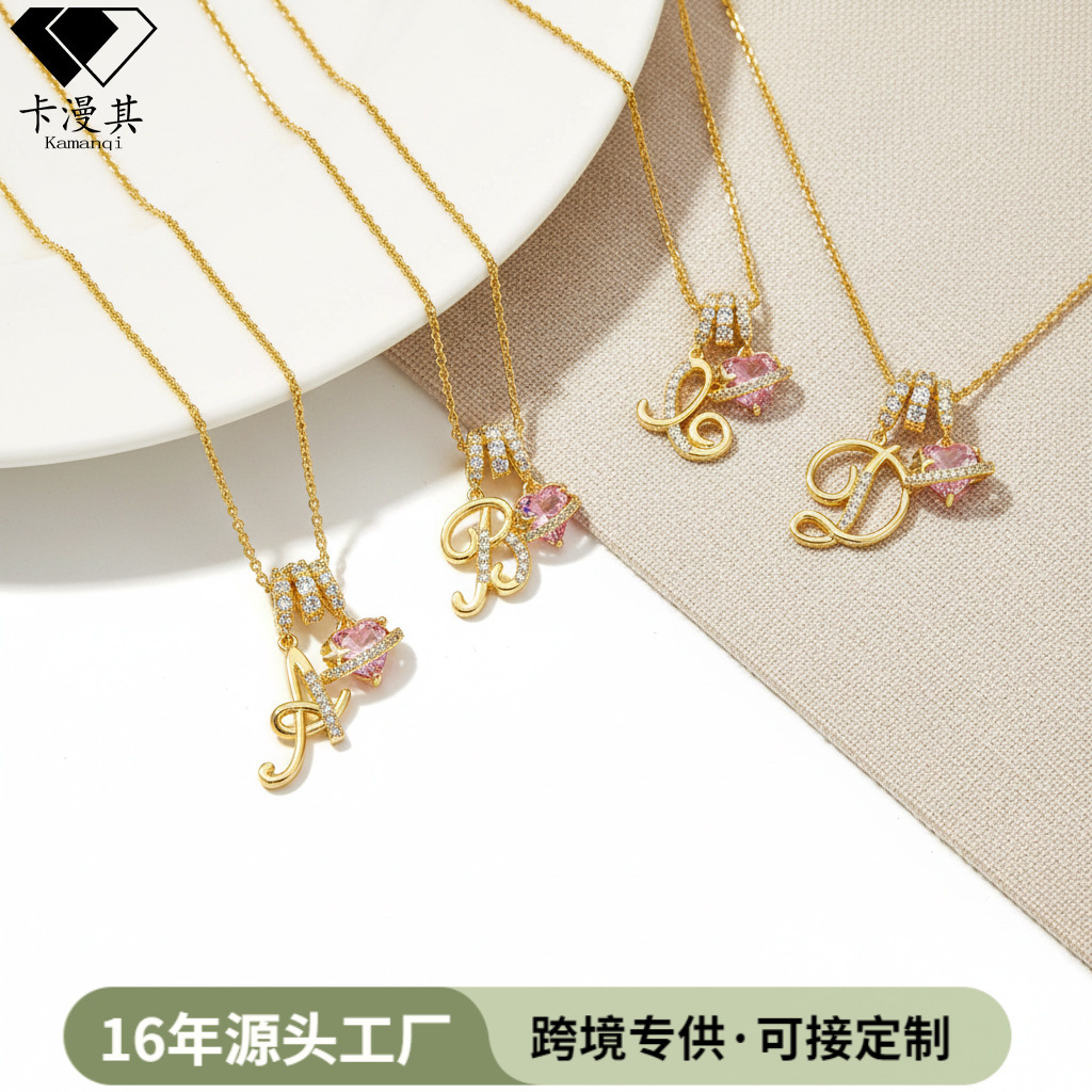 Cross-Border Tk Hot-Selling Color-Preserving Dopamine 26-Letter Alphabet Necklace Sweet Girl Accessories Light Luxury High-End Accessories