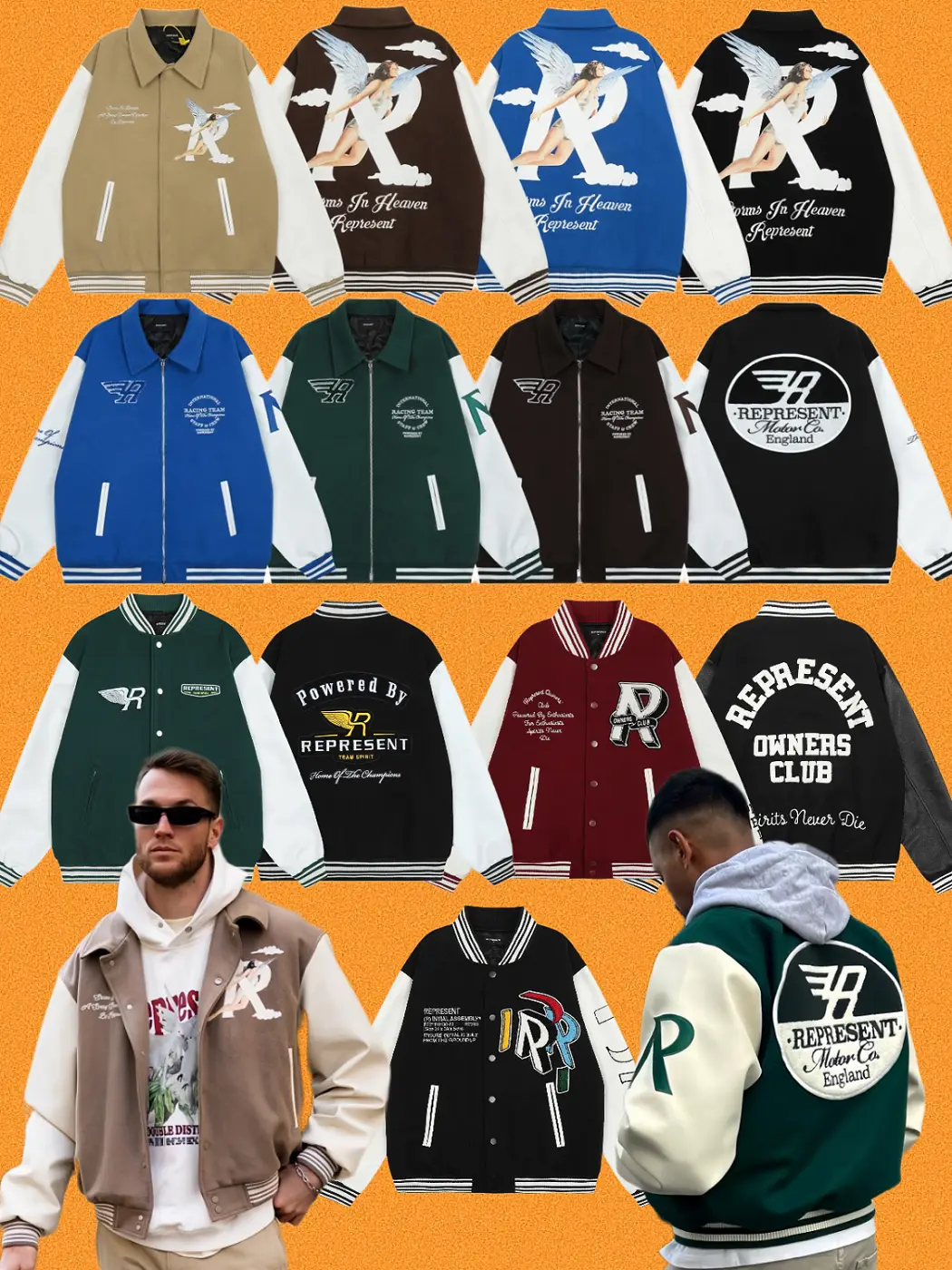 Represent Baseball Jacket Correct Version ins Trendy Brand Letter Embroidery American High Street Jacket Padded Coat Cotton Jacket