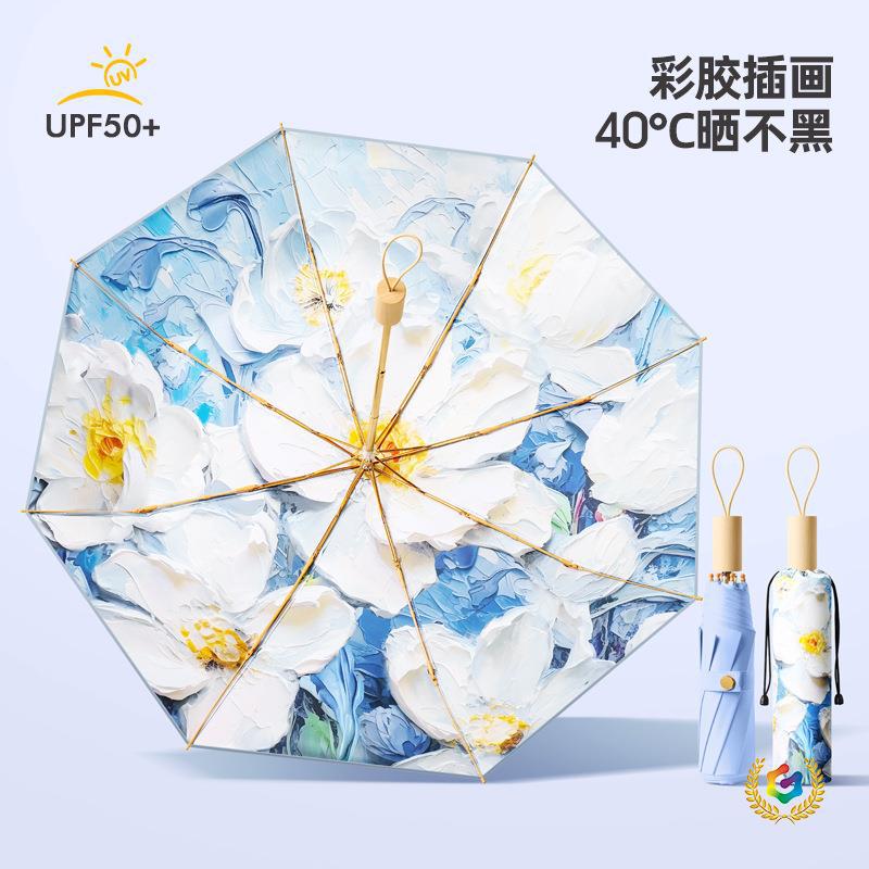 ☽ 8-Bone 70% off Sunshade Umbrella with Colorful Coating, Uv Protection Umbrella for Girls, Fresh and Stylish, Suitable for Both Sunny and Rainy Weather