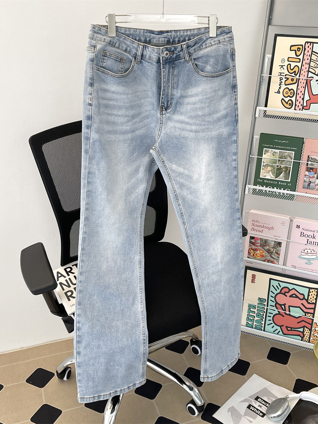 Factory Wholesale Jeans Casual Retro Micro-Flare Unisex Trendy American Vibe Style Floor-Length Slimming Washed Pants