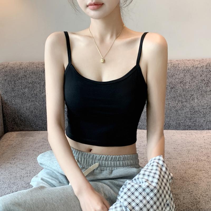 Manufacturer Wholesale Pure Cotton Ultra-Short White Inner Camisole Women's Slim-Fitting Navel-Baring Sleeveless Bottoming Top