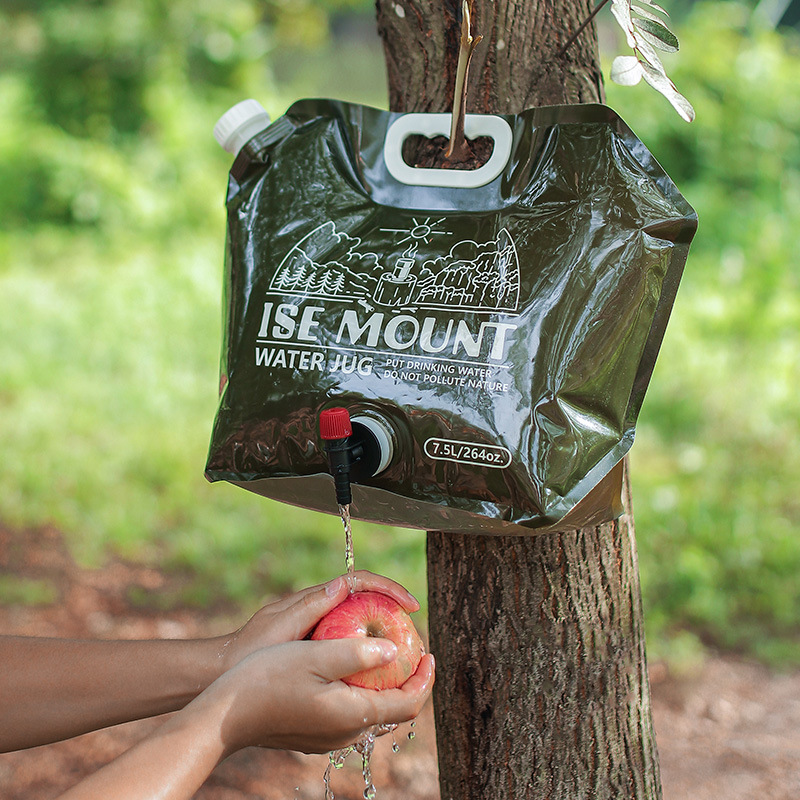 Outdoor 7.5L folding water storage bag large capacity plastic bucket with valve camping supplies portable portable water bag