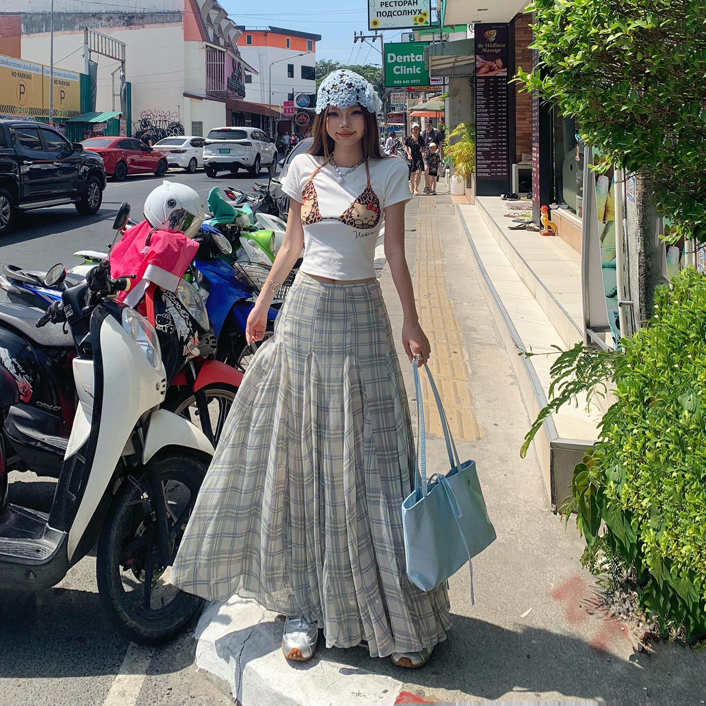 Designed Plaid Skirt for Women, 2026 Summer New Style, High-Waisted, Loose, Slimming, Versatile A-Line Casual Long Skirt
