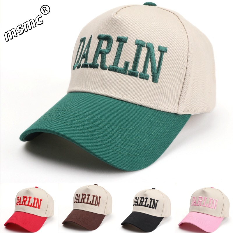 Cross-Border Tiktok Xiyin Embroidered Baseball Cap, Color-Blocked Cotton Peaked Cap, High-Top Sun Hat, Casual Sports Hat, Trendy