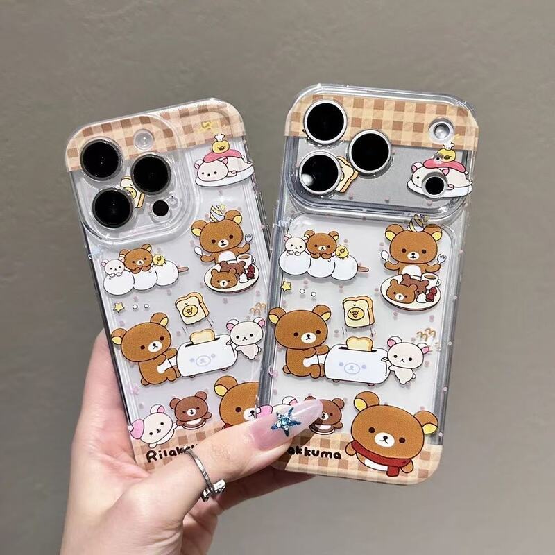 Rilakkuma Bread Machine Phone Case Suitable for Apple 17 Pro Max, 14, 15, 16, Transparent 16 Pro, Cartoon 11, 12