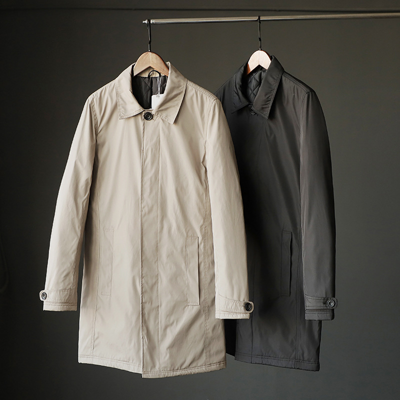 Premium Quality Goods 89 Euros Water-Resistant and Tear-Resistant Autumn/Winter Japanese Style Padded Warm Men's Mid-Length Trench Coat