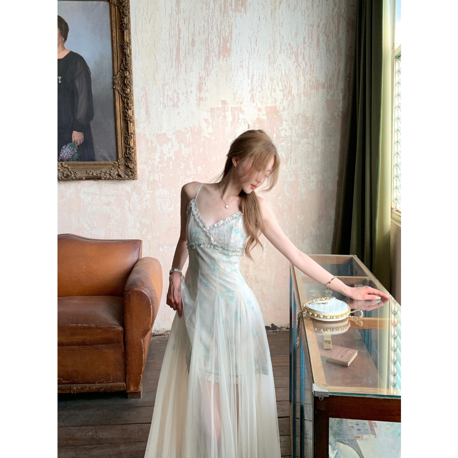 Fairy-Like Lace Floral Strapless Mesh Dress with a Large Hem, Vacation Style Seaside Dress, New Summer 2026 Women's Model