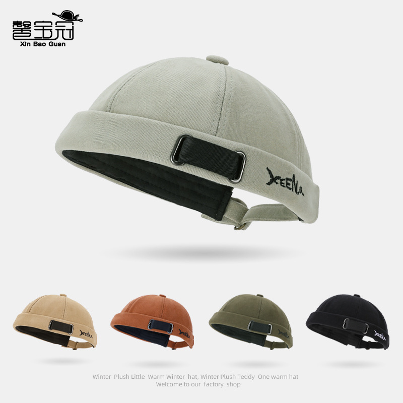 Japanese Retro Melon Skin Hat Yuppie Personality Landlord Hat Embroidered Letters Unisex Couple Autumn and Winter Warm Hat