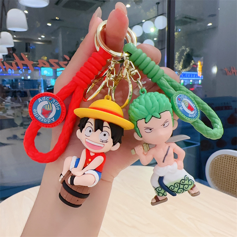 New One Piece Keychain Luffy Ace Cartoon Pendant Cute Creative Schoolbag Keychain Small Gift Wholesale