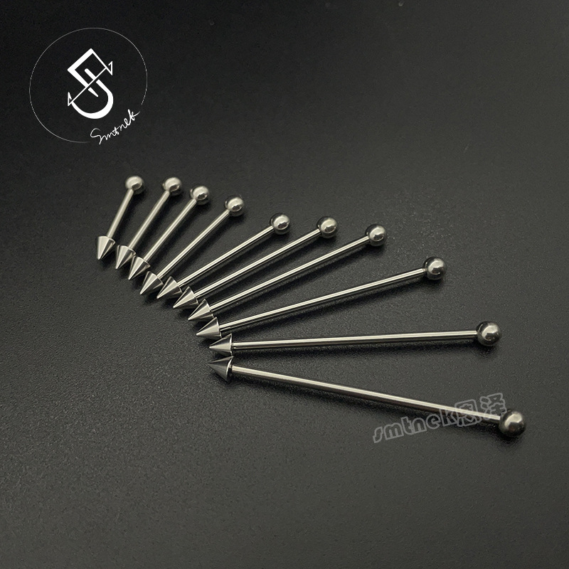 Spot fast-growing European and American cross-border stainless steel pointed cone round head straight rod ear Bridge nail tongue nail ear nail lip nail puncture