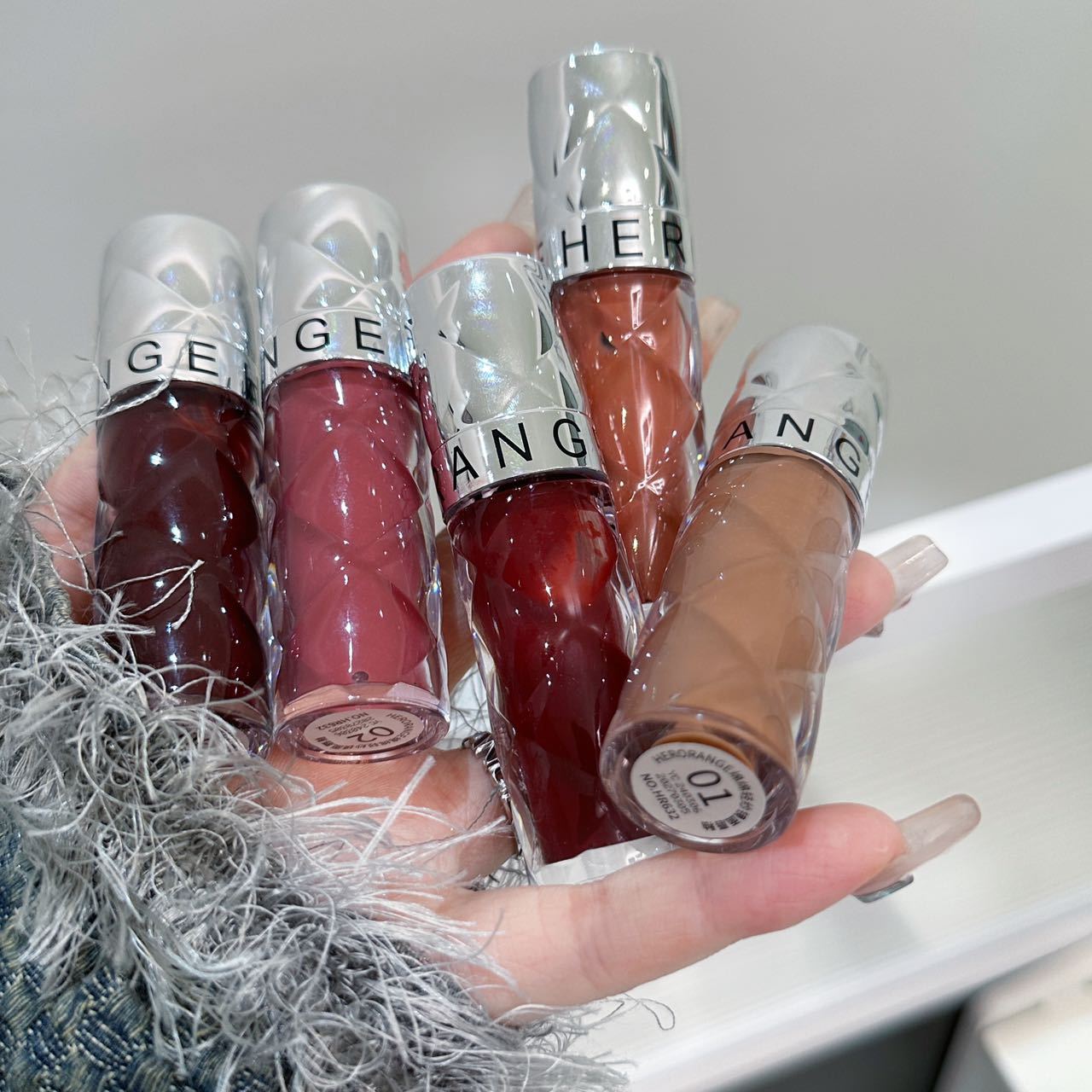 Herorange~Mianmian Gauze Mirror Lip Glaze, Clear, Moisturizing, Hydrating Glass Lip Gloss