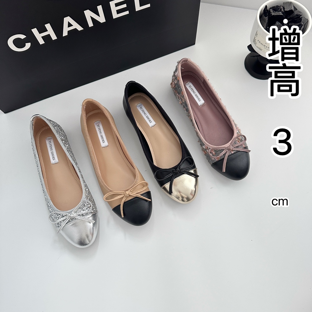 Classic Return Small Fragrance Increase 3cm Color Matching Elegant Lady Shallow Bow Women's Flats Grandma Commuter Women's Shoes