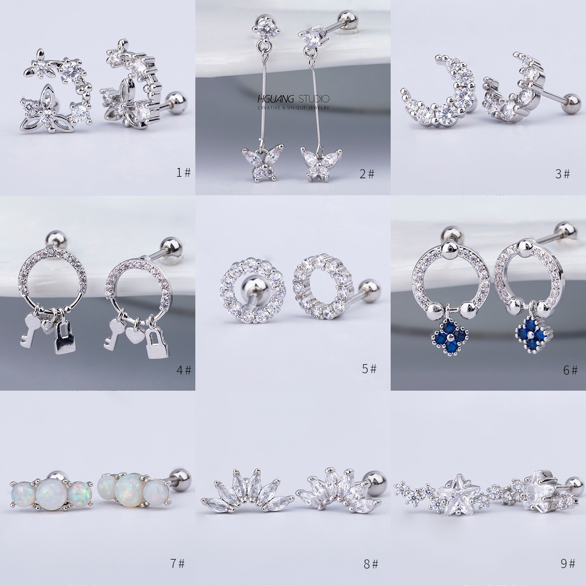 316L Titanium Steel Gold Plated Ear Nail Screw Ball Fashion Earrings Puncture Jewelry Lip Nail Earrings Ear Nail