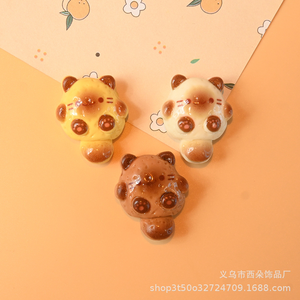 Cute Cartoon Bear Bread Resin Accessories DIY Cream Glue Phone Chain Keychain Jewelry Accessories