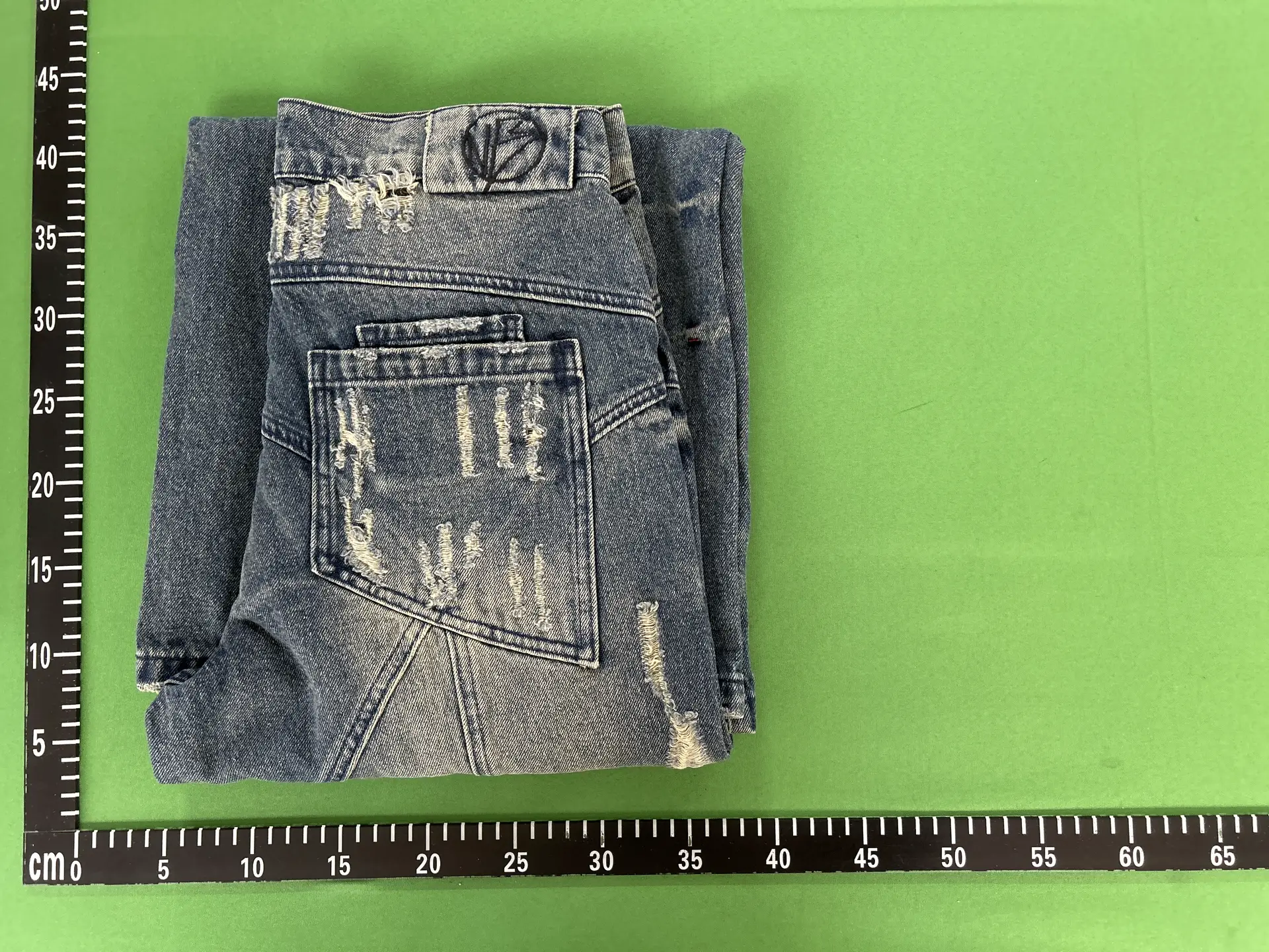 No Faith Studios three-dimensional cutting water washed blue old scraped hole loose dirty dyed jeans men
