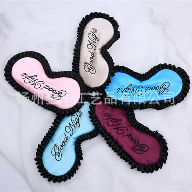 Imitation silk lace embroidery eye mask sleep shading double-sided mulberry silk breathable eye mask factory in stock direct sales