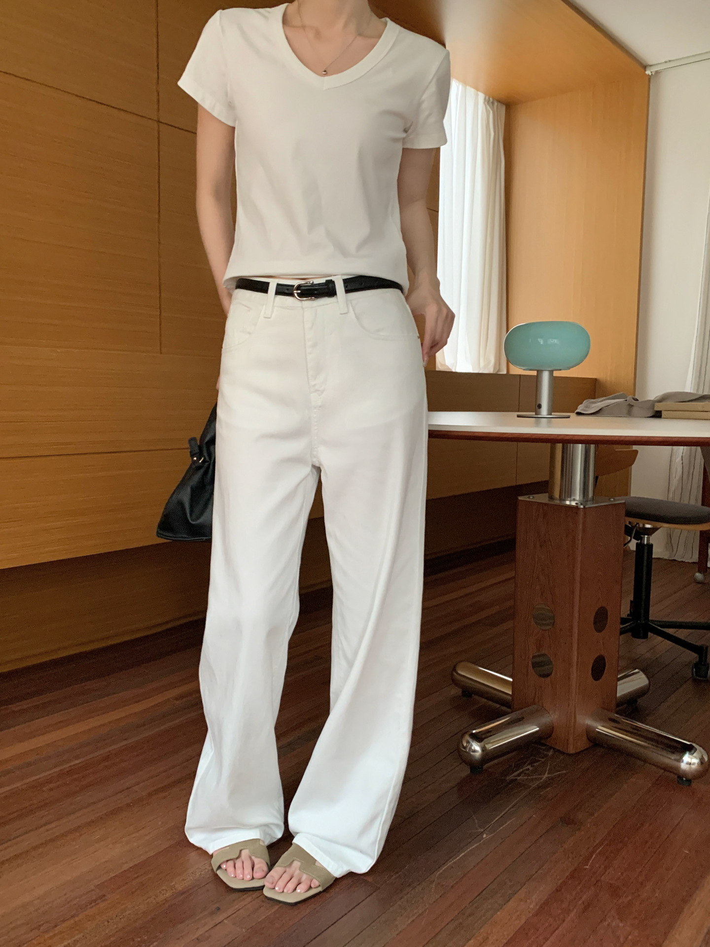Gagd "Old Money Style White Denim" Simple Straight-Leg Slimming Jeans Summer Tencel Straight-Leg Floor-Length Pants