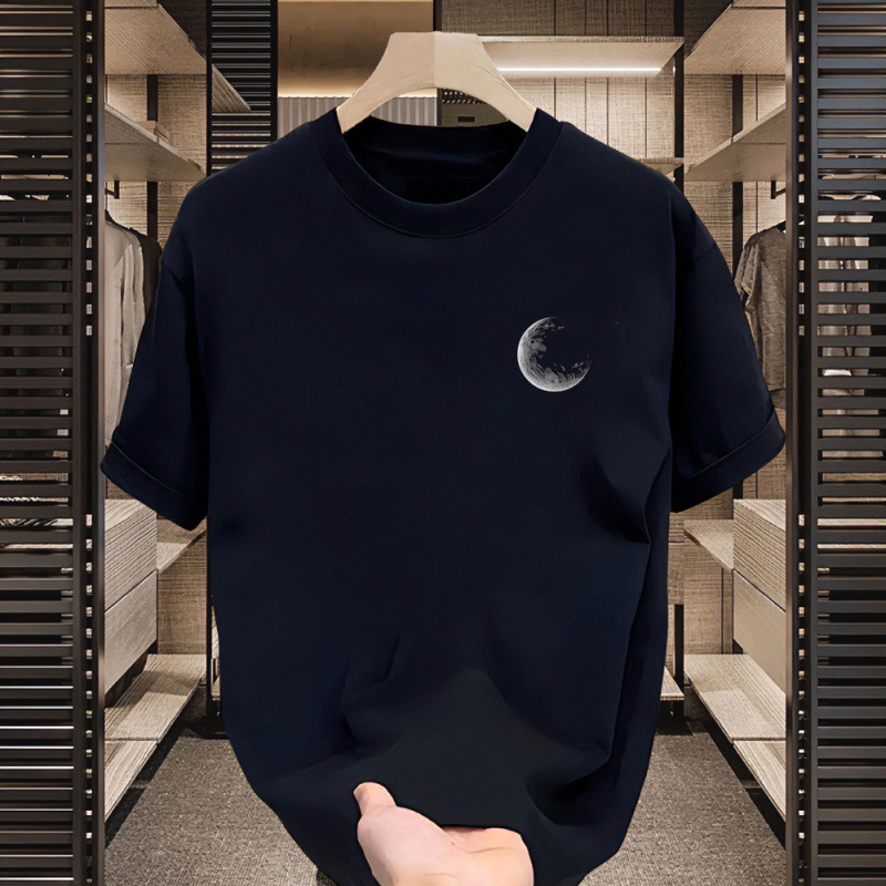 Short-sleeved Men's T-shirt Trendy 2025 Summer New Loose Simple Heavy Couple Casual Top Clothes