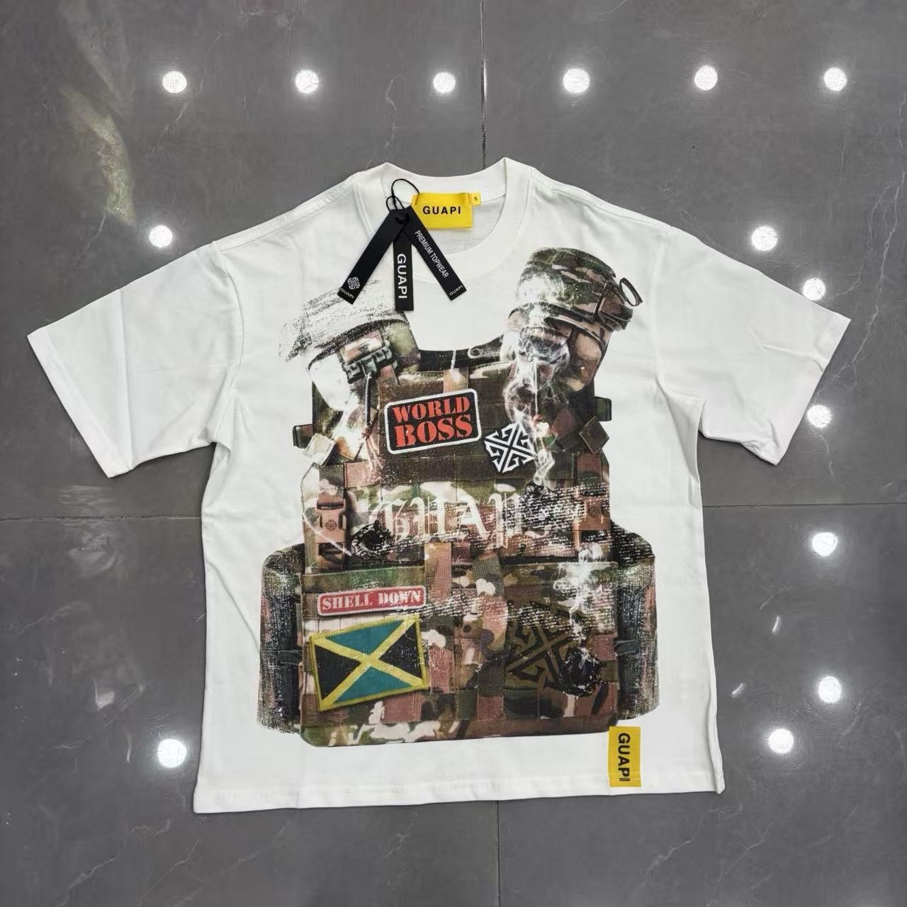 Cross-Border Fashion Guapi American Retro Street Hip-Hop Trendy Camouflage Print Unisex Loose Round-Neck Short-Sleeve T-Shirt