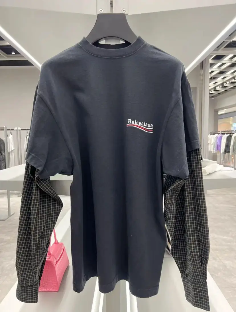 Top-Tier Edition! Paris Cola Logo Embroidered Faux Two-Piece T-Shirt Long-Sleeve Sweatshirt for Men and Women, Autumn and Winter 25Ss Pullover