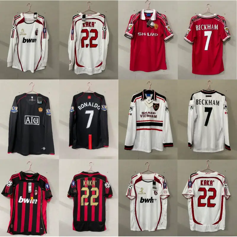 Retro soccer jerseys popular models AC/22 Kaka 80 Xiao Luo Red Devil Beckham source manufacturers