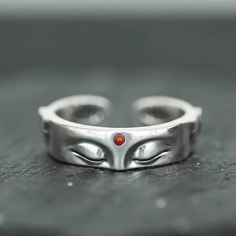 Sakyamuni old Buddha ring men's and women's bright face Chinese style retro opening adjustable new Chinese ring wholesale