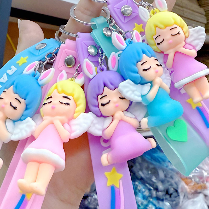New Cute Cartoon Angel Princess Keychain Angel Rabbit Girl Pendant Couple Pendant Promotion Cheap Gift