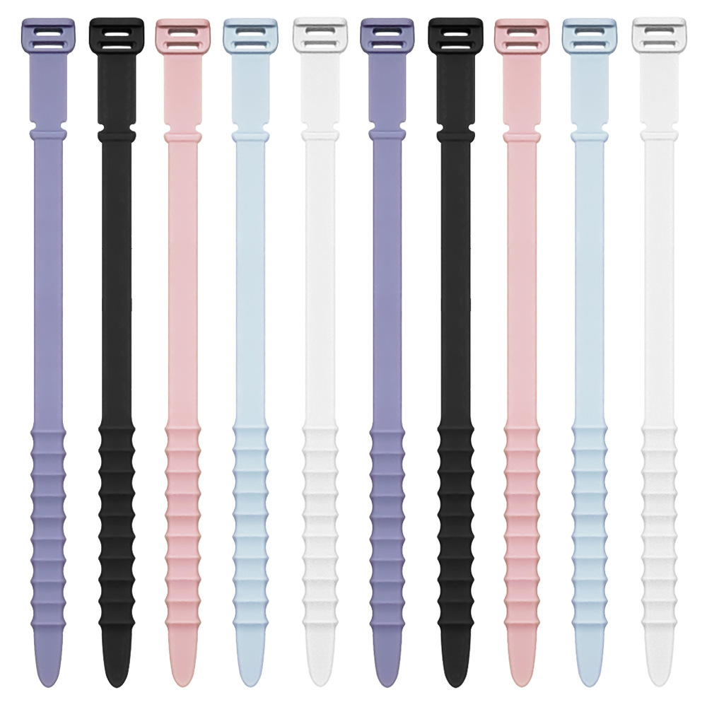 180mm Extended Silicone Cable Tie Organizer, Earphone Data Cable Storage Silicone Strap, Extended Version