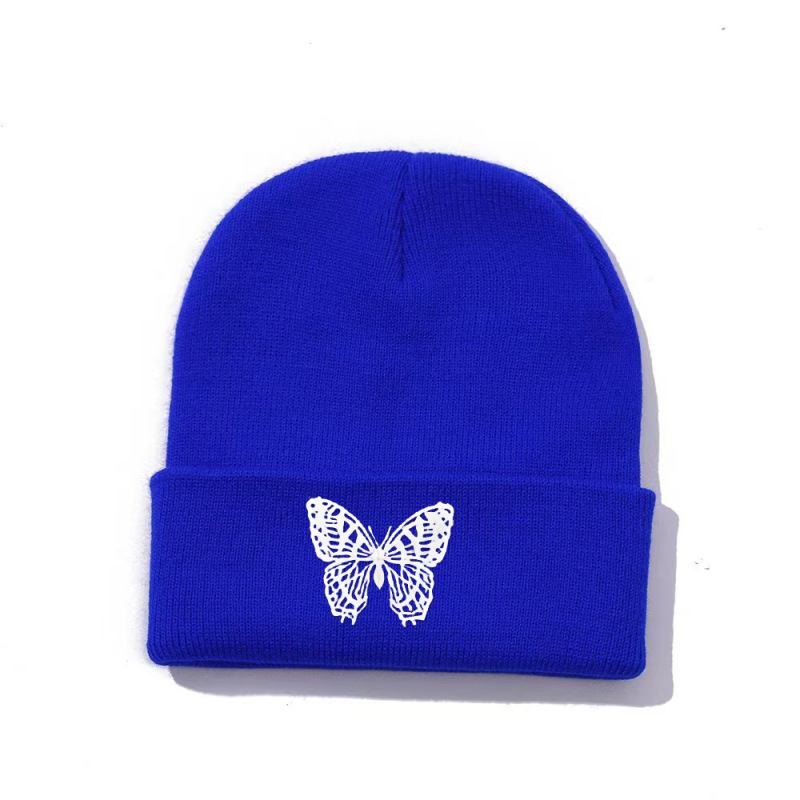 Butterfly Embroidered Knitted Hat European and American Style Couple Street Fashion Wool Hat Baotou Hat Cold Hat Trendy