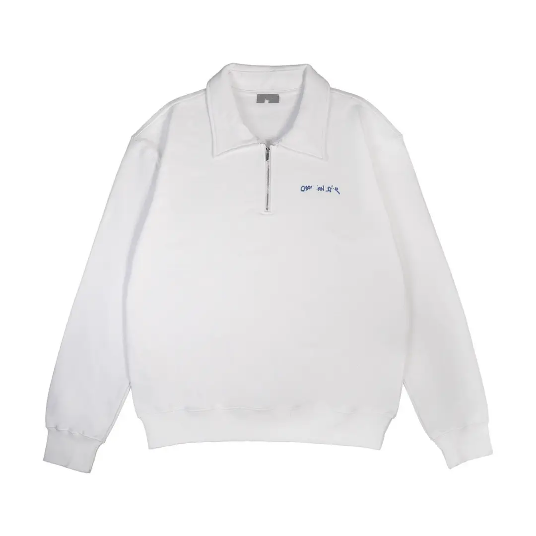 2024 fall and winter new correct version of the original label DI home embroidery letters loose lapel pullover half zipper sweater