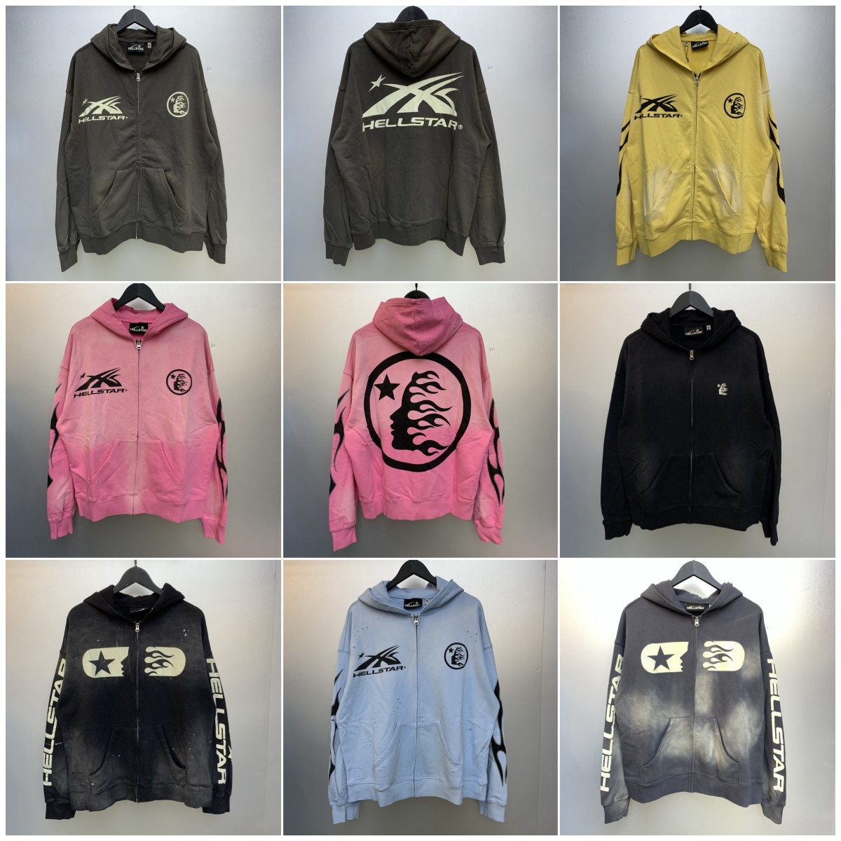 Foreign Trade American Fashion Hell Star Classic Logo Print High Street Men's and Women's Loose Casual Retro Washed Zipper Jacket