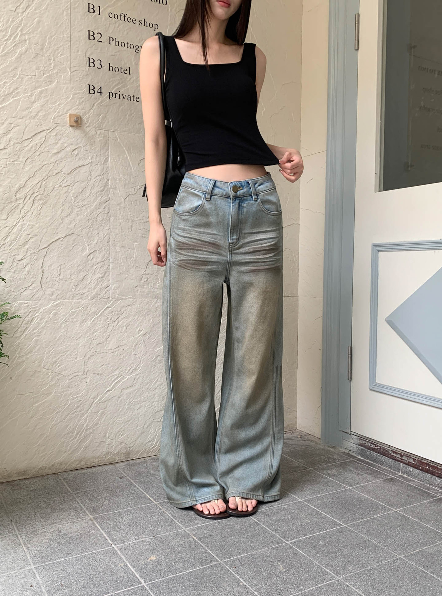 Gagd "Improved Dirty Look Pants" Fashionable Vintage-Style Slimming Straight-Leg Jeans for Women American Retro High Street