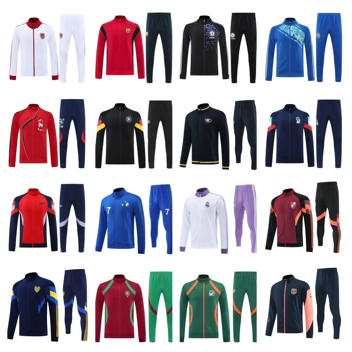 2526 Long Zipper Jacket Chelsea Real Madrid Argentina Arsenal Germany Italy Boca Juniors