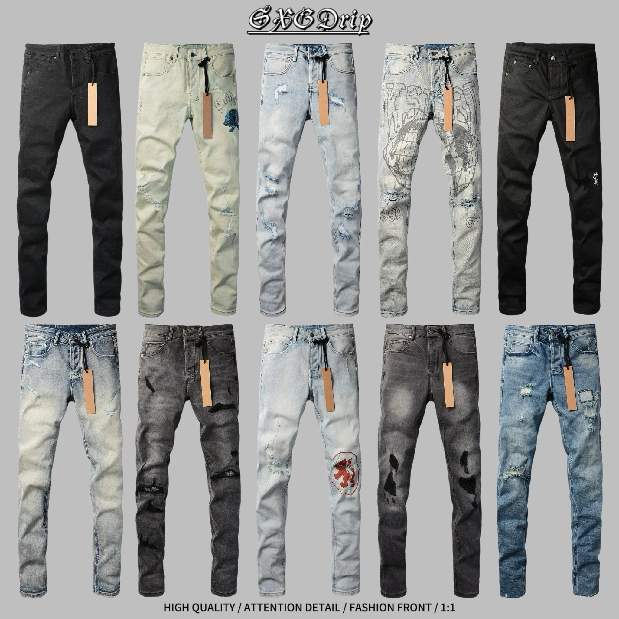 Personalized Design Trendy Jeans Slim Fit Tight Pants