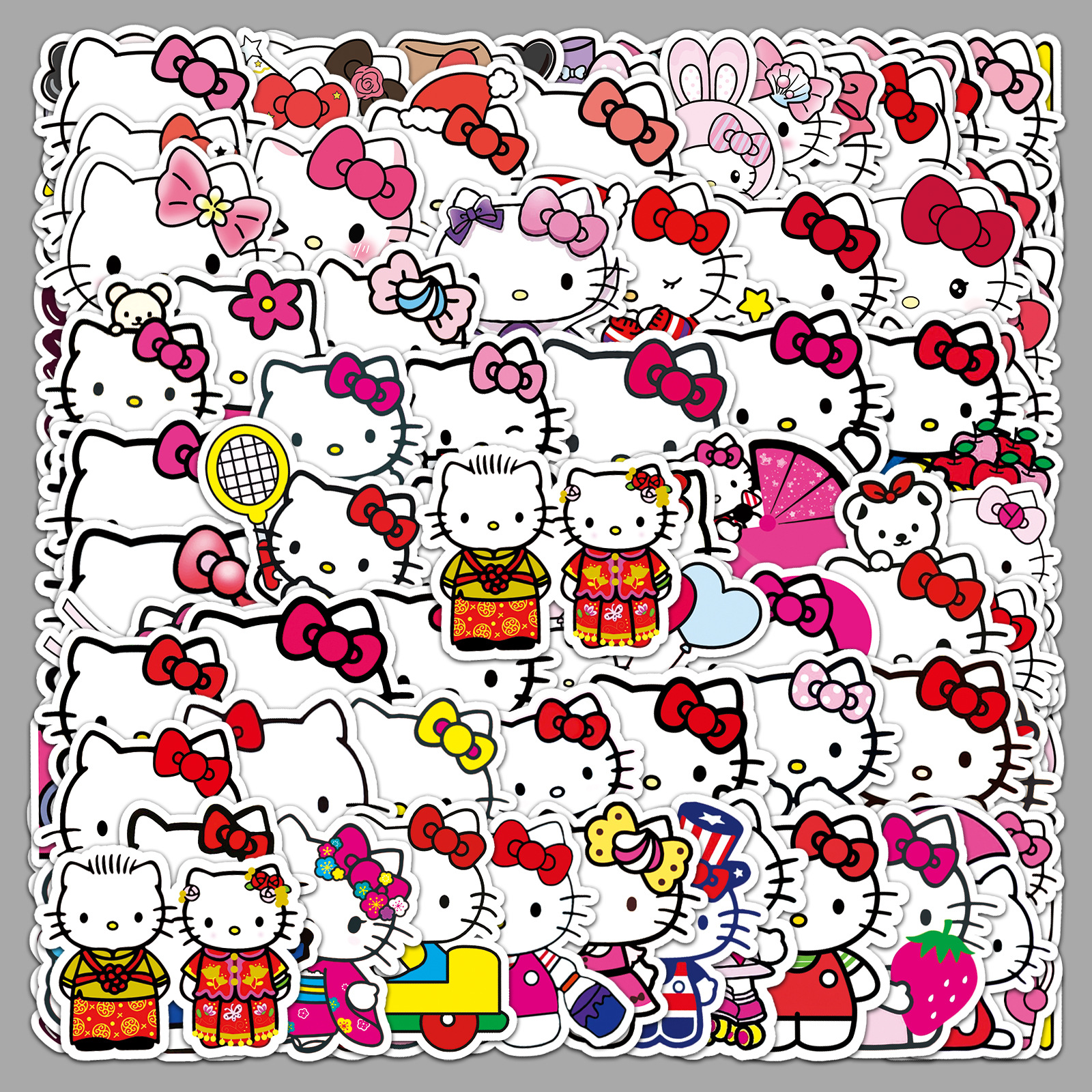 100 Hello Kitty Graffiti Stickers Cartoon Cute Sanrio Decorative Water Cup Phone Shell Goo Card Stickers