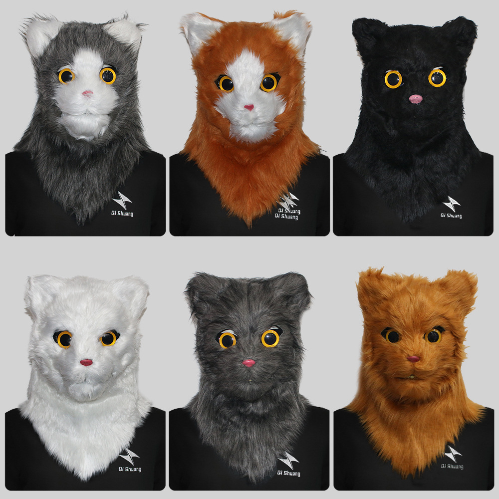 Can Open Mouth Funny Animal Cat Headgear Masquerade Ball Mouth Bite Mask Halloween Party Performance Props