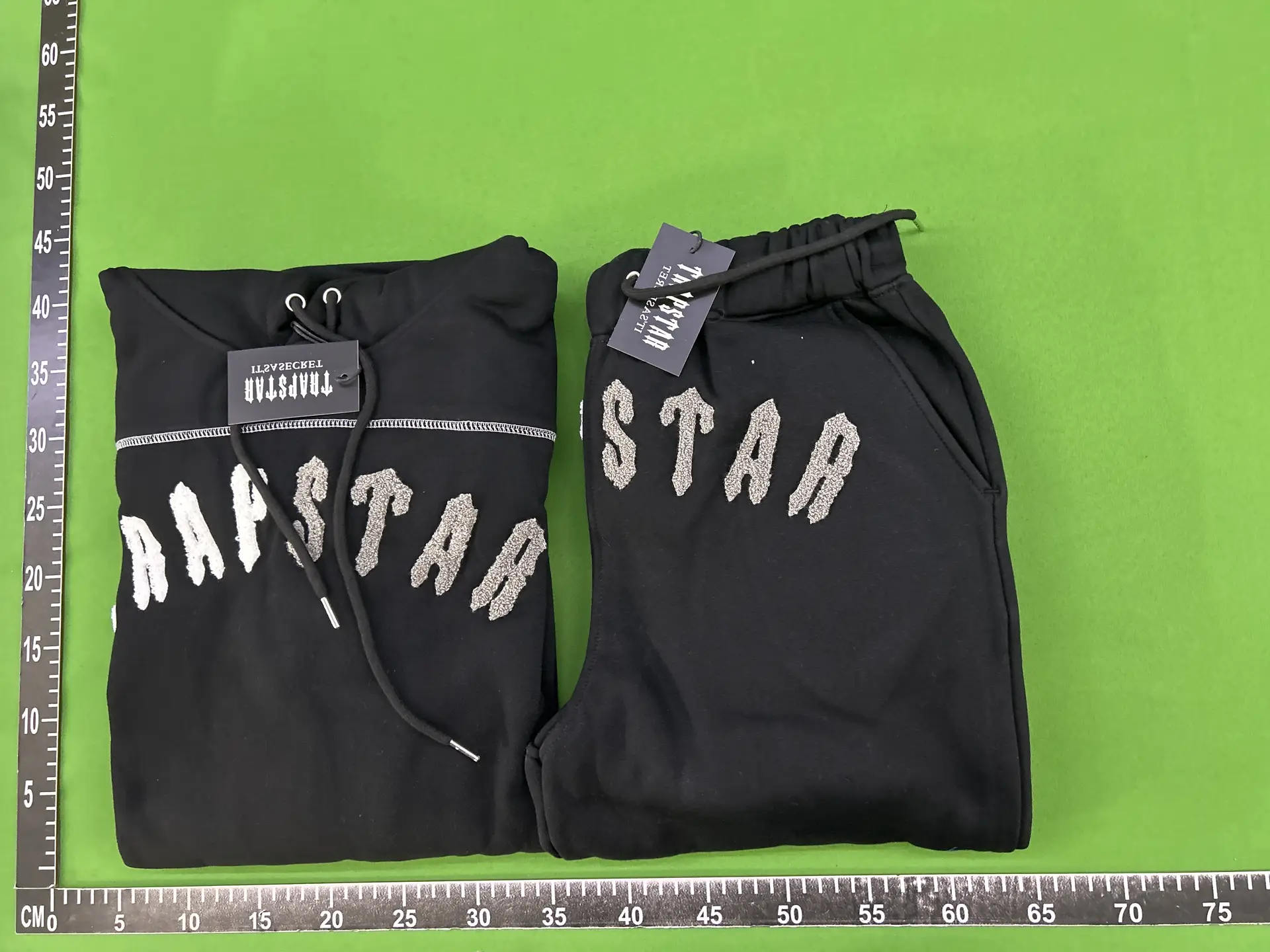Trapstar Gradient Letter White and Blue Towel Embroidered Hooded Sweatshirt Pants Men's Couple Casual Suit Ins Winter