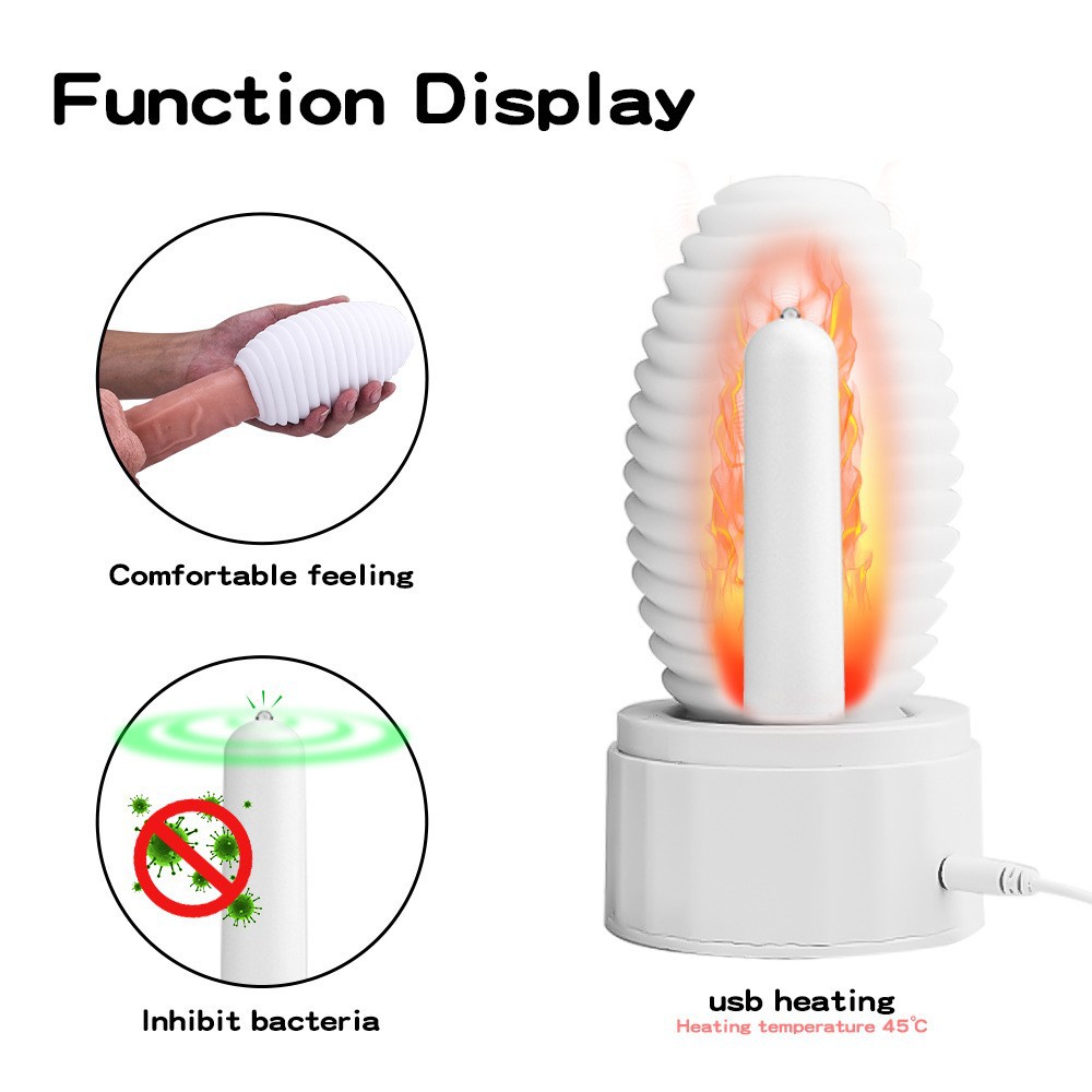 New Men's Spiral Clamp Suction Aircraft Cup One-Click Heating Antibacterial Male Masturbation Device Adult Products Wholesale Delivery